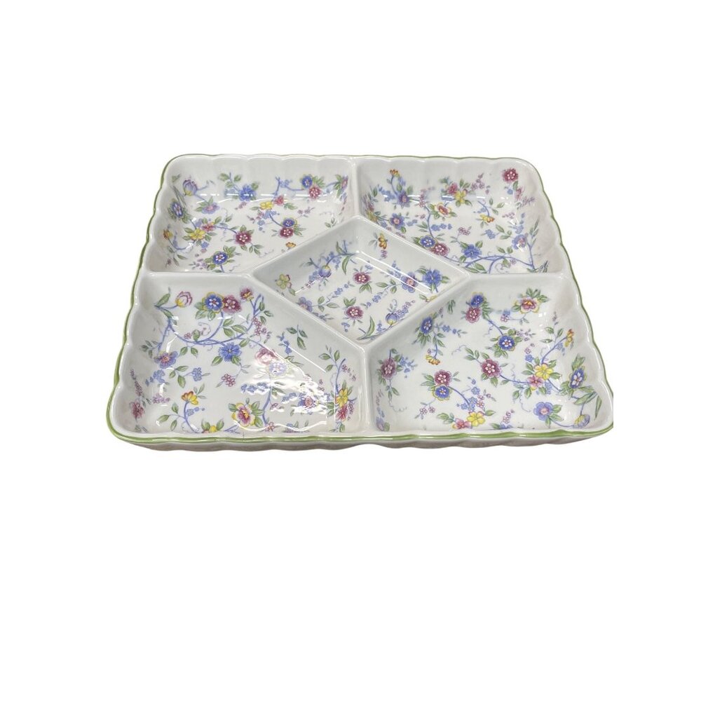 Andrea by Sedak VTG  Corona 13"x11"  floral transfer scalloped serving dish SKU